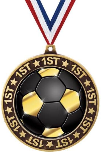 2.75' 1st Place Soccer Shadow Medal Award, Gold Trophy Medal