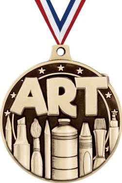 Gold Art Medals - 2' 3D Artist Award Medals with Neck Ribbon