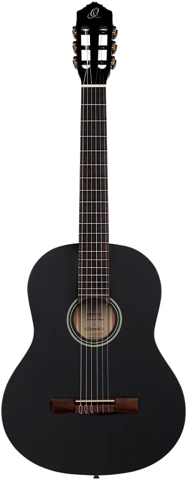 Ortega Student Series Full Size 6-String Nylon Classical Guitar, Matte Black (RST5MBK)