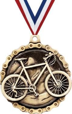 Gold Mountain Bike Medals - 2' 3D Cycling Award Medals with Neck Ribbon