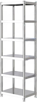 Stand with Storage 6-Tier, Corner Baker's Rack, Corner Shelf Stand Kitchen Shelf Organizer with Stainless Stee in Silver for Kitchen Home Organizer (20' L x 12' W x 69' H)