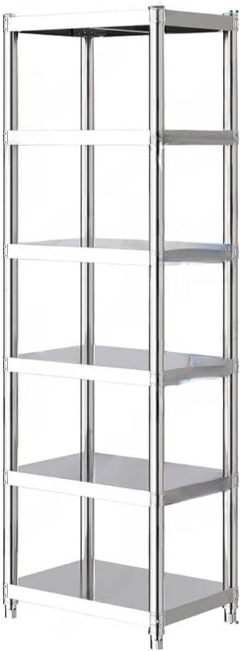 Stand with Storage 6-Tier, Corner Baker's Rack, Corner Shelf Stand Kitchen Shelf Organizer with Stainless Stee in Silver for Kitchen Home Organizer (20' L x 12' W x 69' H)