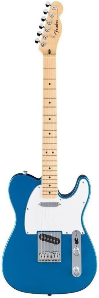 Fender Standard Telecaster Electric Guitar - Aqua Marine Metallic Bundle with Fender Classic Guitar Picks 12-Pack, 10ft Series Instrument Cable Black, Logo Guitar Strap 2in Black with White