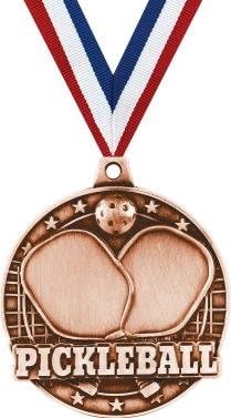 Crown Awards Pickleball Medals - 2' Bronze Pickleball Paddle Award Medals