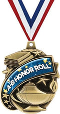 Crown Awards Academic Medals - 2' Kudos A-B Honor Roll Education Award Medals Gold