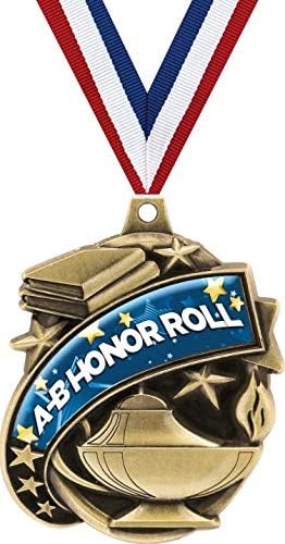Crown Awards Academic Medals - 2' Kudos A-B Honor Roll Education Award Medals Gold