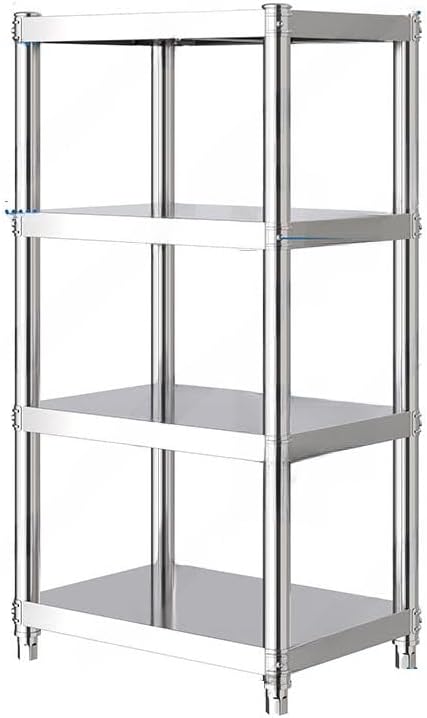 Stand with Storage 4-Tier, Corner Baker's Rack, Corner Shelf Stand Kitchen Shelf Organizer with Stainless Stee in Silver for Kitchen Home Organizer (20' L x 12' W x 47' H)