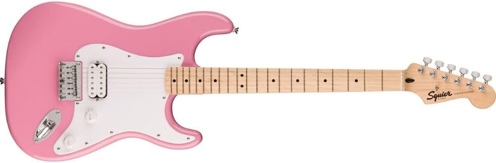 Squire Sonic Stratocaster HT H Electric Guitar, Flash Pink Bundle with Fender FE620 Electric Guitar Gig Bag, Professional Instrument Cable 10' and Fender 12-Pack Picks