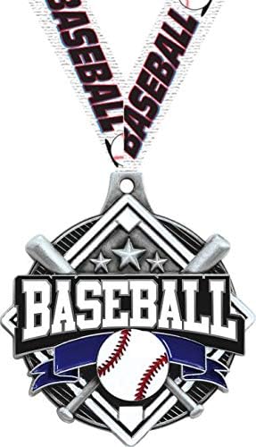 Baseball Medals - 2.25' Silver Baseball Team Medal Awards Prime
