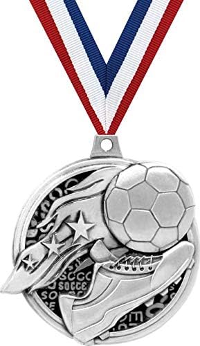 Crown Awards Soccer Medals - 2' Kudos Soccer Kick Soccer Ball Award Medals Silver Prime