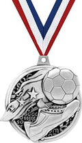 Crown Awards Soccer Medals - 2' Kudos Soccer Kick Soccer Ball Award Medals Silver Prime