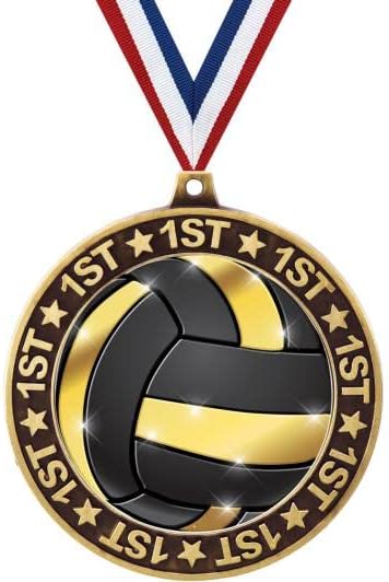 Crown Awards 2.75' 1st Place Volleyball Shadow Medal Award, Gold Trophy Medal Prime