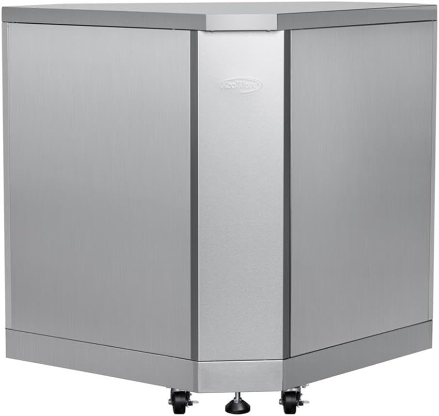 Pemberly Row 26-Inch Stainless Steel Corner Cabinet, Durable Outdoor Kitchen Storage for Grilling Tools and Essentials, Sleek Design, Modular Backyard Patio BBQ Organization