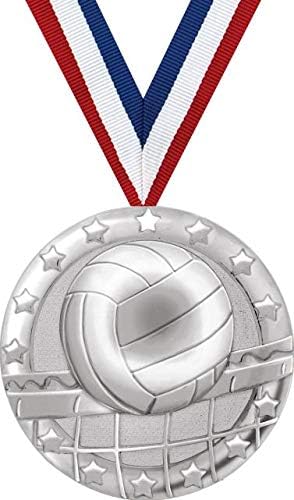 Volleyball Medals - 2' Silver Volleyball Team Medal Awards