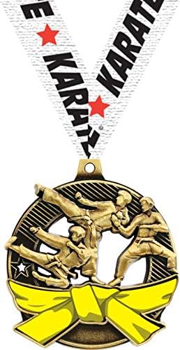 Karate Yellow Belt Medals - 2.25' Gold Karate Medal Awards