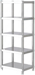 Stand with Storage 5-Tier, Corner Baker's Rack, Corner Shelf Stand Kitchen Shelf Organizer with Stainless Stee in Silver for Kitchen Home Organizer (20' L x 12' W x 61' H)