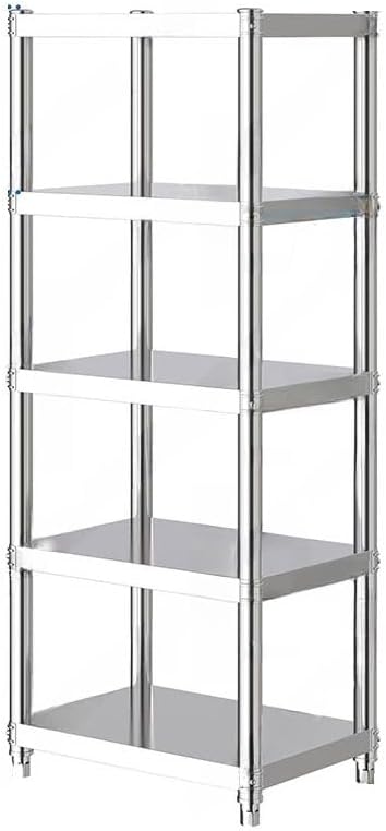 Stand with Storage 5-Tier, Corner Baker's Rack, Corner Shelf Stand Kitchen Shelf Organizer with Stainless Stee in Silver for Kitchen Home Organizer (20' L x 12' W x 61' H)