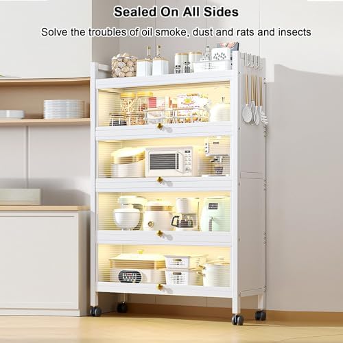 3-Tier Kitchen Storage Cabinet, Versatile Coffee Bar & Baker's Rack with Drawer, Space-Saving Organizer, 15.7in Pantry Shelf for Efficient Kitchen Organization