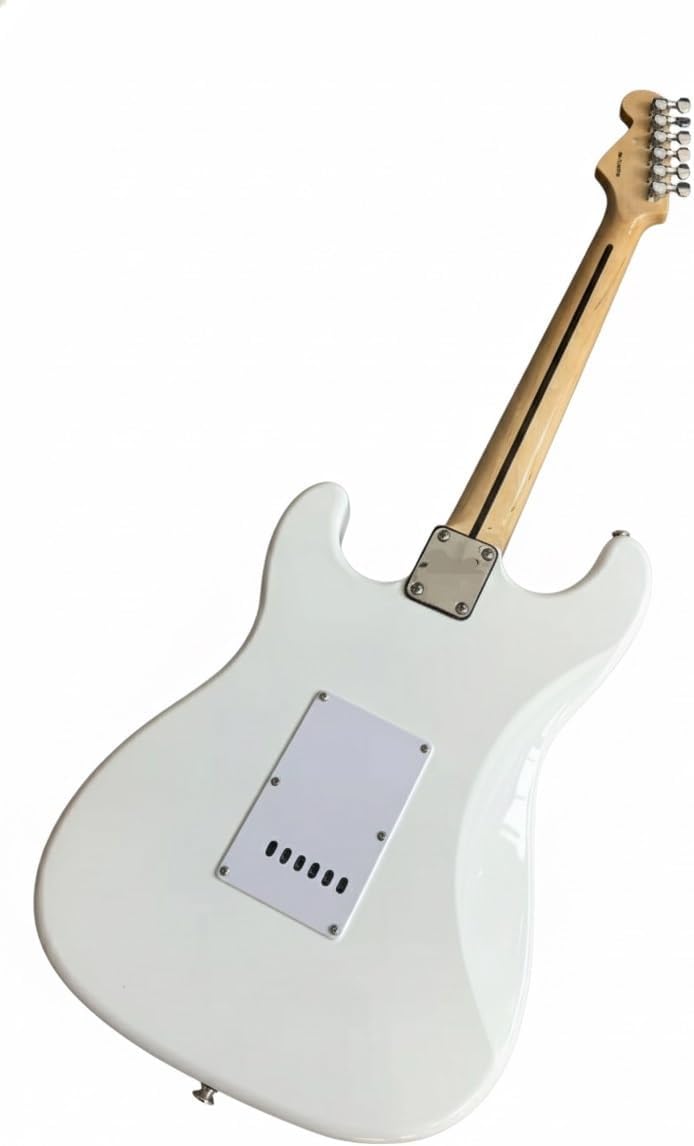 Electric Guitar 39 Inch Full Size Single Coil Pickups Solid Wood Body Tremolo for Beginner(Olympic White)