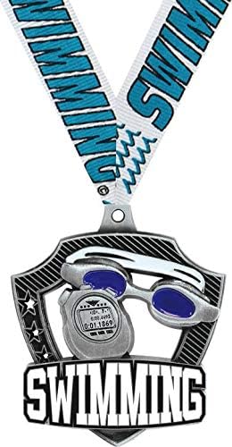 Swimming Medals - 2.25' Silver Swim Team Medal Awards Prime