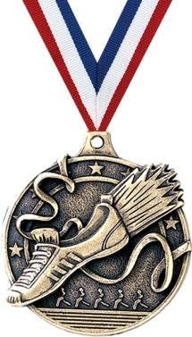 Crown Awards Gold Running Medals - 2' 3D Track Award Medals with Neck Ribbon Prime