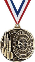Crown Awards Gold Darts Medals - 2' 3D Dart Board Bullseye Award Medals with Neck Ribbon