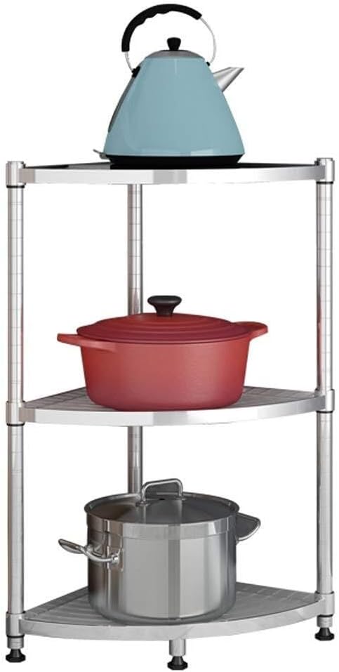 Kitchen Baker's Rack, Multi-Layer Pot Rack & Cookware Holder, Compact Corner Storage Shelf Organizer, Adjustable, Small (S), Nordic Style