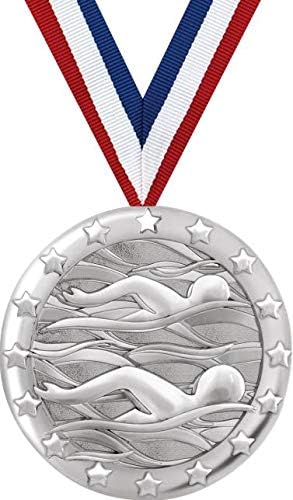 Swim Medals - 2' Silver Swim Team Medal Awards