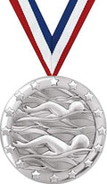 Swim Medals - 2' Silver Swim Team Medal Awards