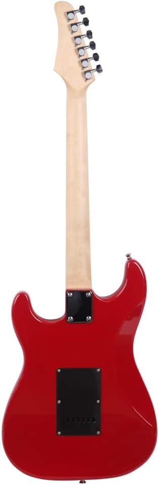 ST Style Electric Guitar with 20W Amplifier, Red with Black Pickguard - Full Size Right Handed Beginner Guitar Bundle with Gig Bag, Strap, Picks - Basswood Body & Maple Neck for Professional Sound