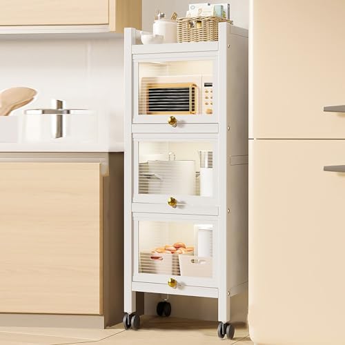 3-Tier Kitchen Pantry Cabinet, Coffee Bar with Drawer & Flip Door, Versatile Space-Saving Storage Organizer, Baker's Rack for Small Kitchens, 40cm/15.7in