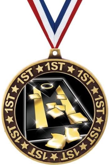 Crown Awards 2.75' 1st Place Cornhole Shadow Medal Award, Gold Trophy Medal
