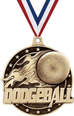 Crown Awards Gold Dodgeball Medals - 2' 3D Dodgeball Award Medals with Neck Ribbon Prime