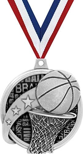 Basketball Medals - 2' Kudos Basketball Hoop Award Medals Silver Prime