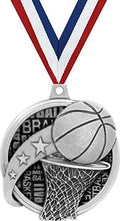 Basketball Medals - 2' Kudos Basketball Hoop Award Medals Silver Prime