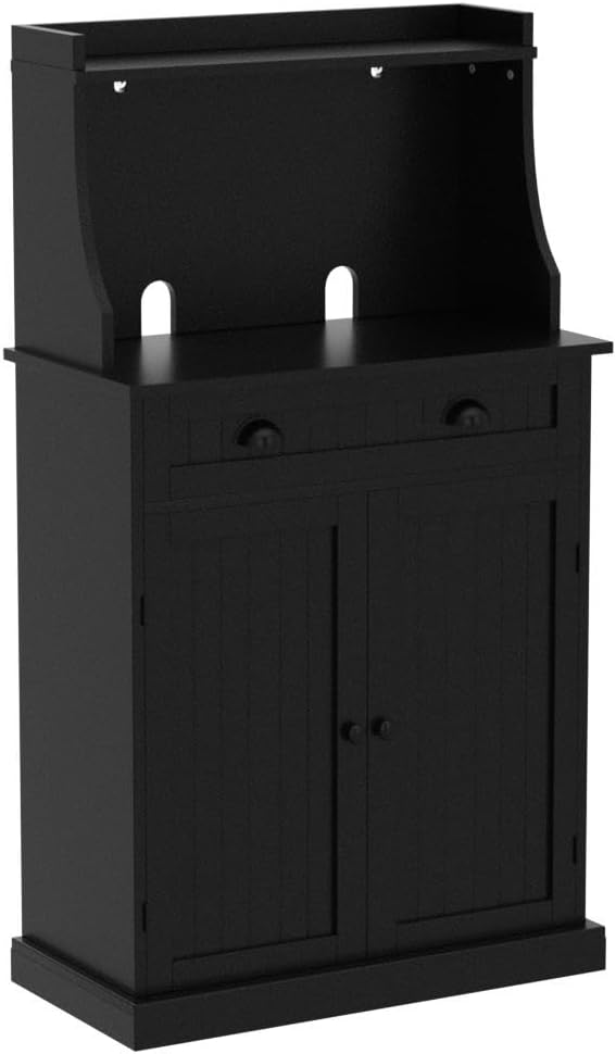 ARTPOWER 54' Kitchen Microwave Cabinet/Stand with Storage and Drawers, Pantry Storage Cabinet with Hutch & Adjustable Shelves for Kitchen, Dining Room, Living Room, Hallway in Black