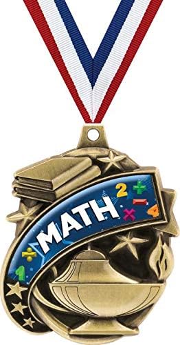 Crown Awards Math Medals - 2' Kudos Excellence in Mathematics Education Award Medals Gold Prime