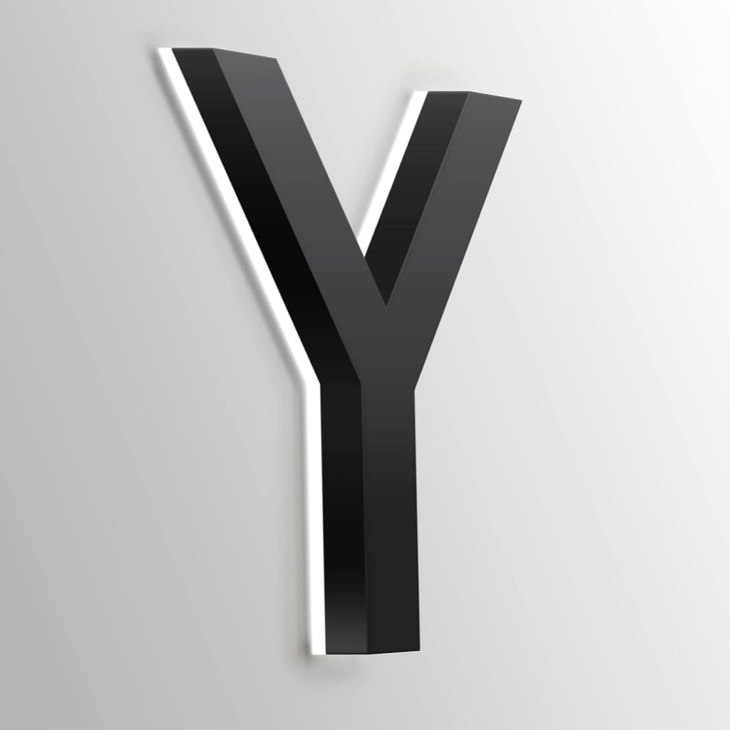Address Numbers LED, Backlit Light Up LED House Numbers, Black, Stainless Steel Floatig LED House Numbers For Outdoor, Illuminated Address Signs, White Light,14 Inch,3
