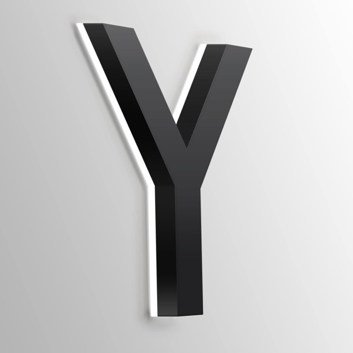 Address Numbers LED, Backlit Light Up LED House Numbers, Black, Stainless Steel Floatig LED House Numbers For Outdoor, Illuminated Address Signs, White Light,14 Inch,5