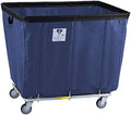 R&B Wire Products 420SO2 Plus 2-Anti-NVY 20 Bushel Protective Vinyl Basket Truck 2 Rigid 2 Swivel Casters Navy - 49 x 33.5 x 39.25 in.