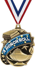 Crown Awards Honor Roll Medals - 2' Kudos A Honor Roll Academic Excellence Award Medals Gold