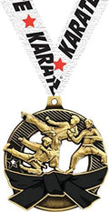 Karate Black Belt Medals - 2.25' Gold Karate Medal Awards