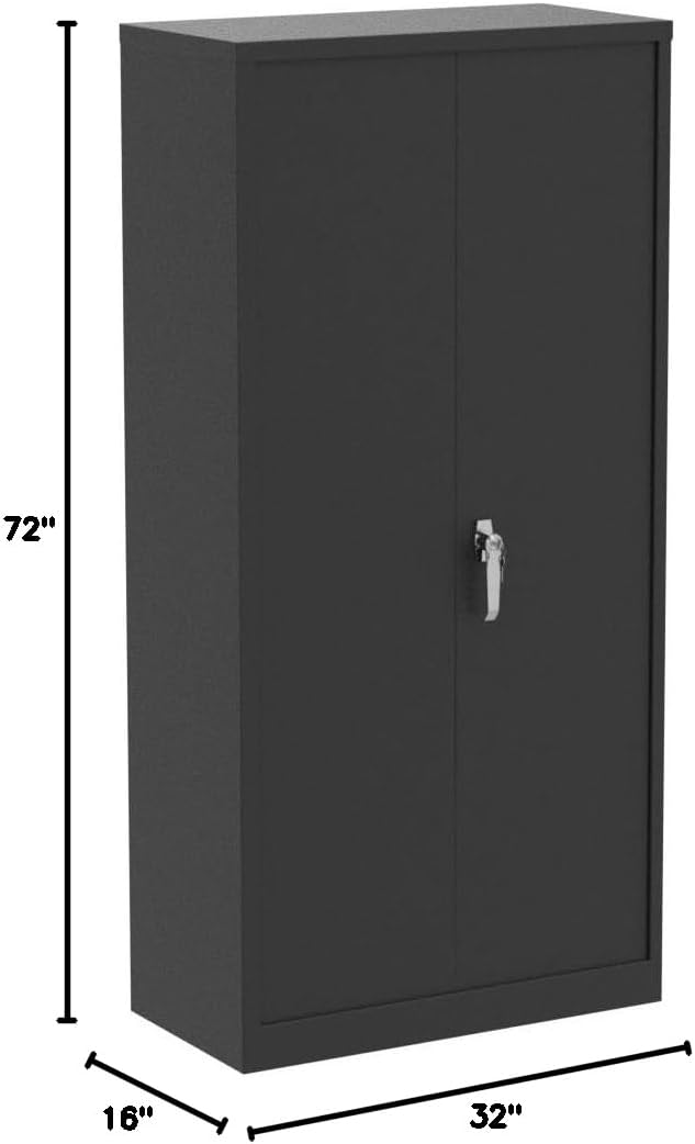 INTERGREAT Metal Storage Cabinet with Lock, 72' H Lockable Metal Storage Cabinet with Locking Doors, Steel Storage Lockers with Adjustable Shelves for Office, Home, Garage, Gym, School (Black)