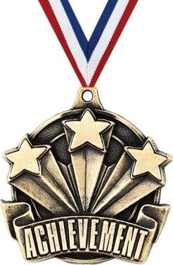 Crown Awards Gold Achievement Star Medals - 2' 3D Outstanding Recognition Award Medals with Neck Ribbon Prime