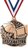 Crown Awards Basketball Medals - 2' Bronze Basketball Flames Medals