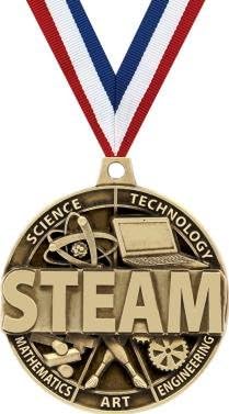 Crown Awards Academic Medals- 2' STEAM Science Technology Engineering Art Math Gold Medals
