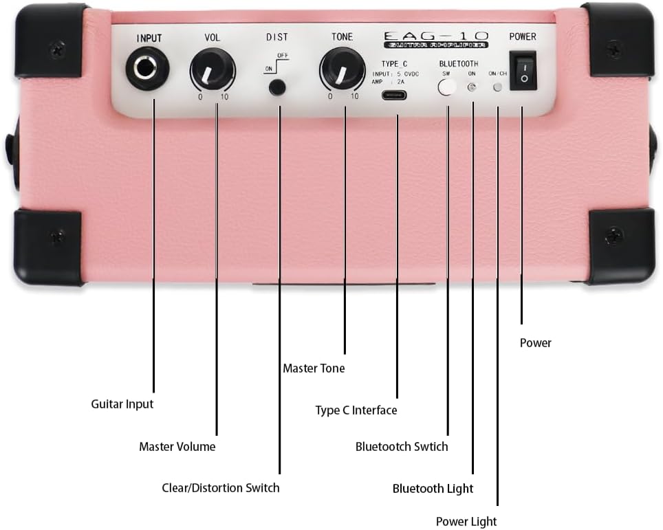 Fojill Heavy Metal Cool Shape Electric Guitar Kit Set Beginner Starter Combo Package Bundle Battery Power Bluetooth 10W Amplifier Amp Accessory Gig Bag,Picks, Cable,Strap,Extra Strings (FCGK-60, Pink)