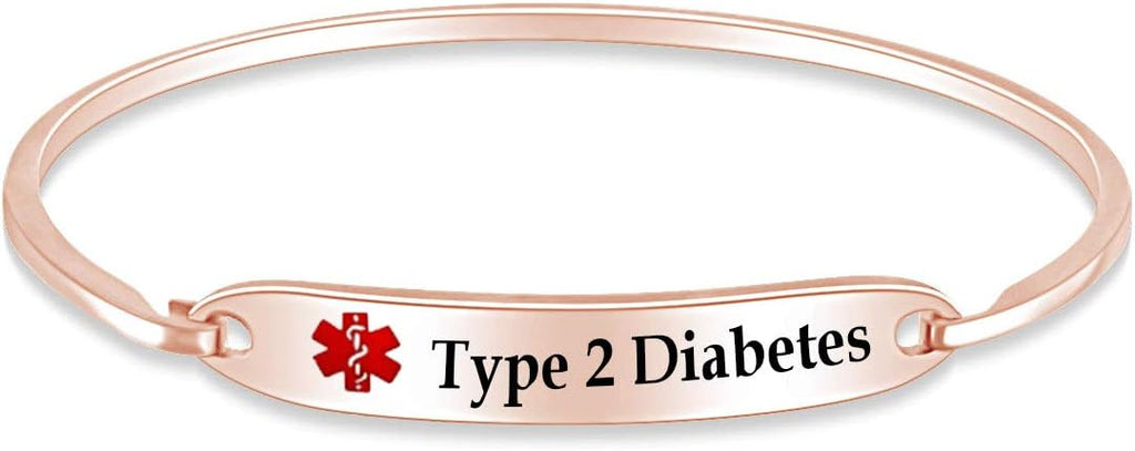 AFFY Customizable Engraving Medical Alert ID Bracelet Men Women Personalized 925 Sterling Silver Bangle Beacelet 7.5 Inch