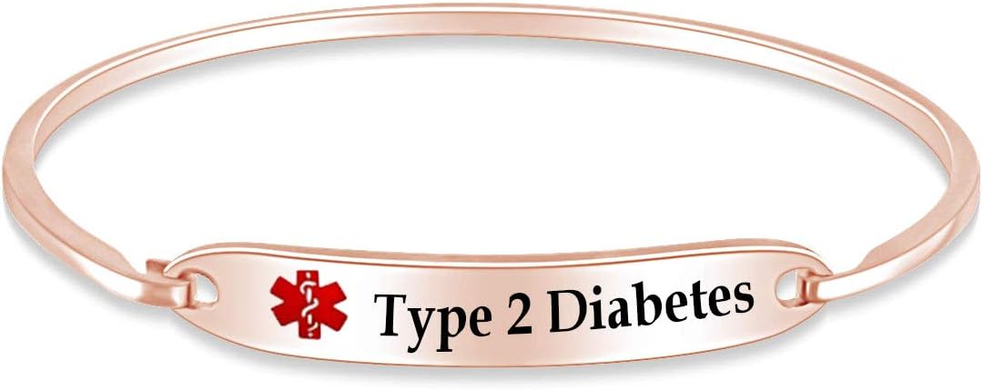AFFY Customizable Engraving Medical Alert ID Bracelet Men Women Personalized 925 Sterling Silver Bangle Beacelet 7.5 Inch