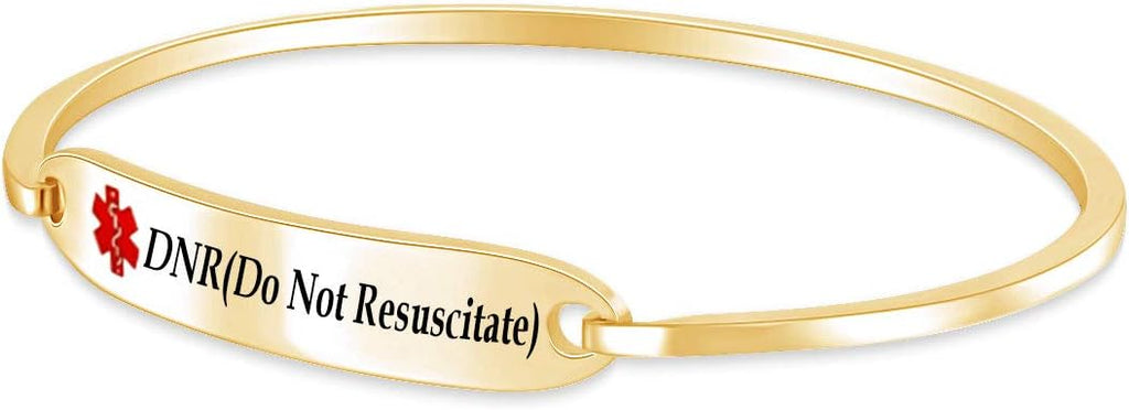 AFFY Customizable Engraving Medical Alert ID Bracelet Men Women Personalized 925 Sterling Silver Bangle Beacelet 7.5 Inch